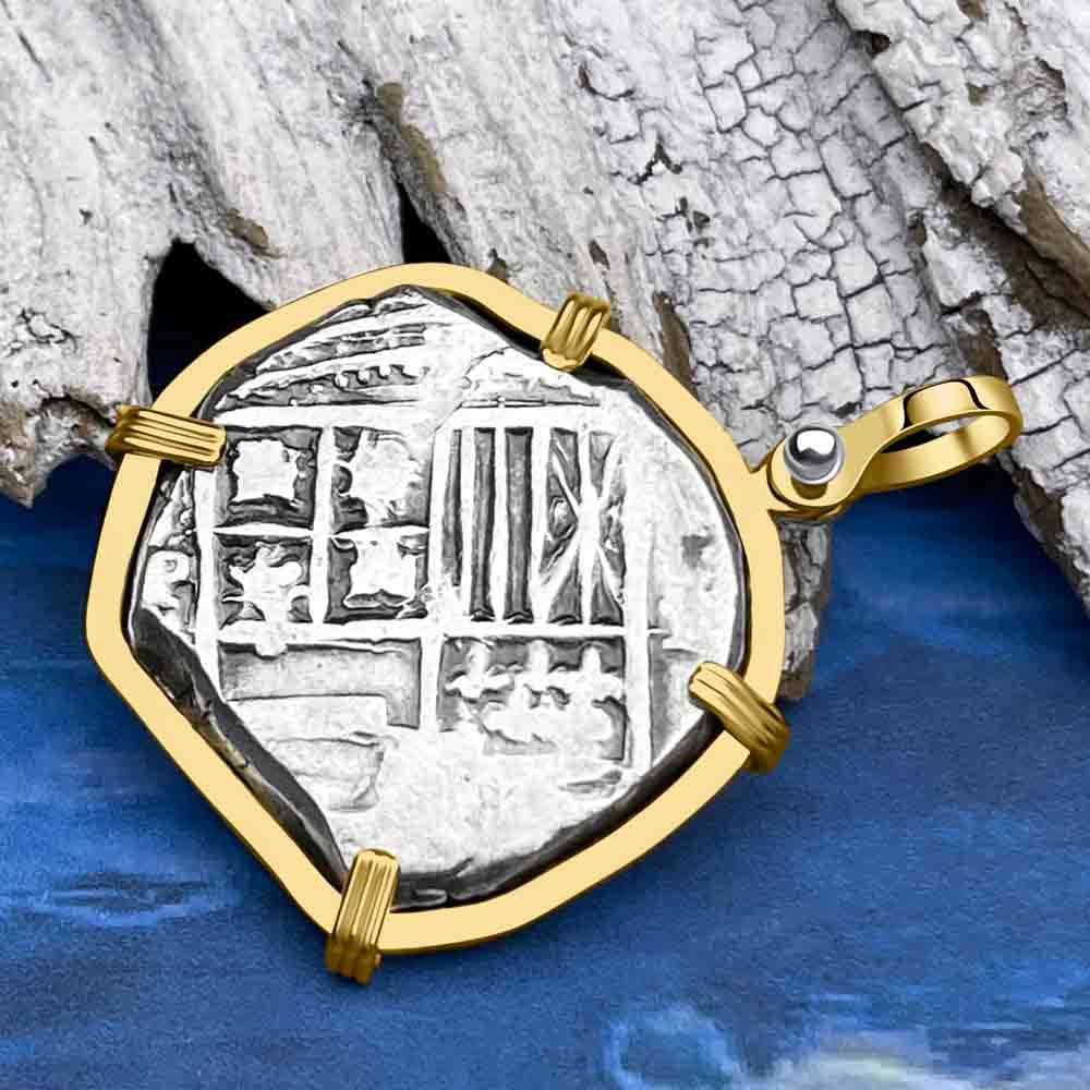 Concepcion Shipwreck Spanish 4 Reale Silver Piece of Eight 14K Gold Pendant