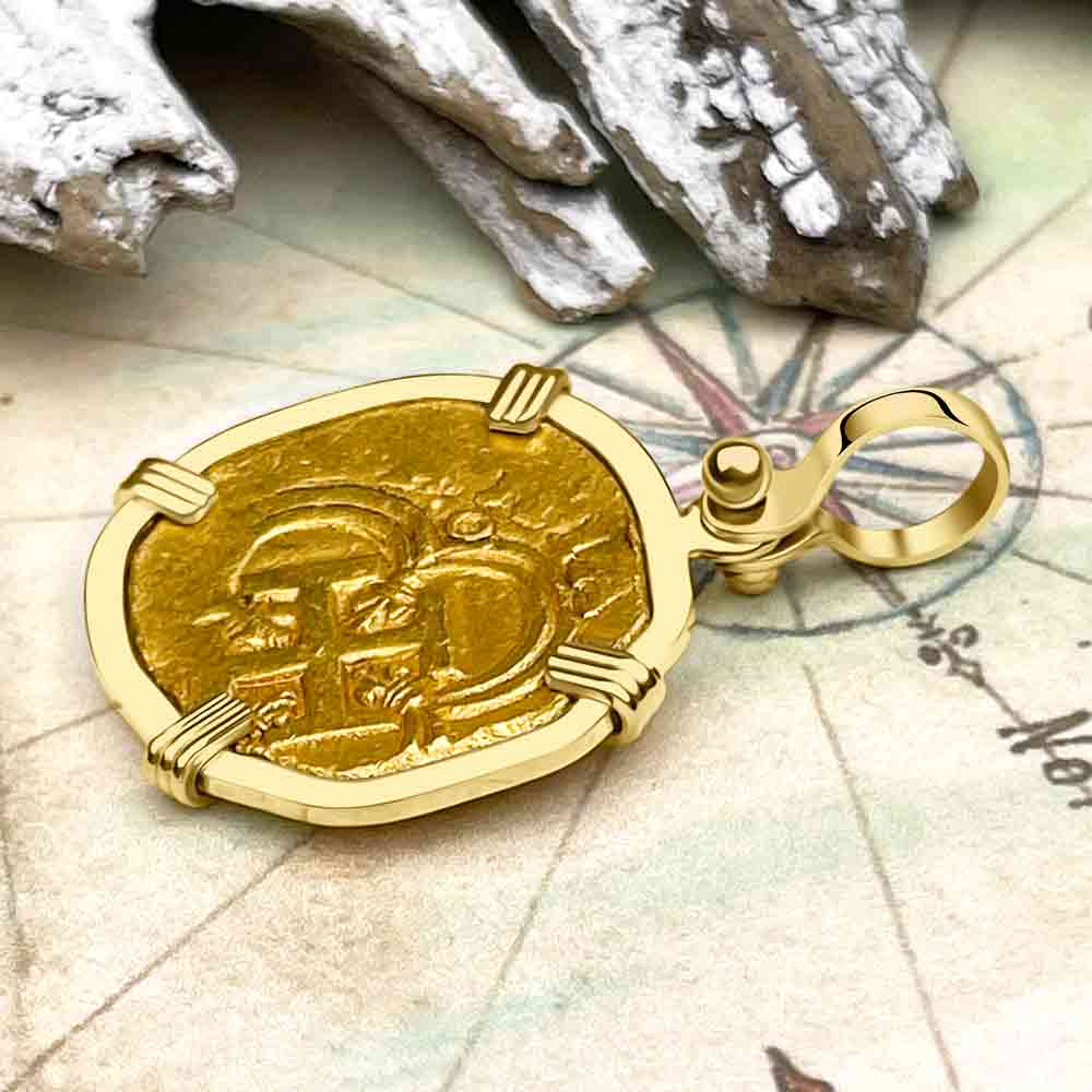 Pirate Era Circa 1615 22K Gold Two Escudo - the Legendary Doubloon - 18K Gold Pendant