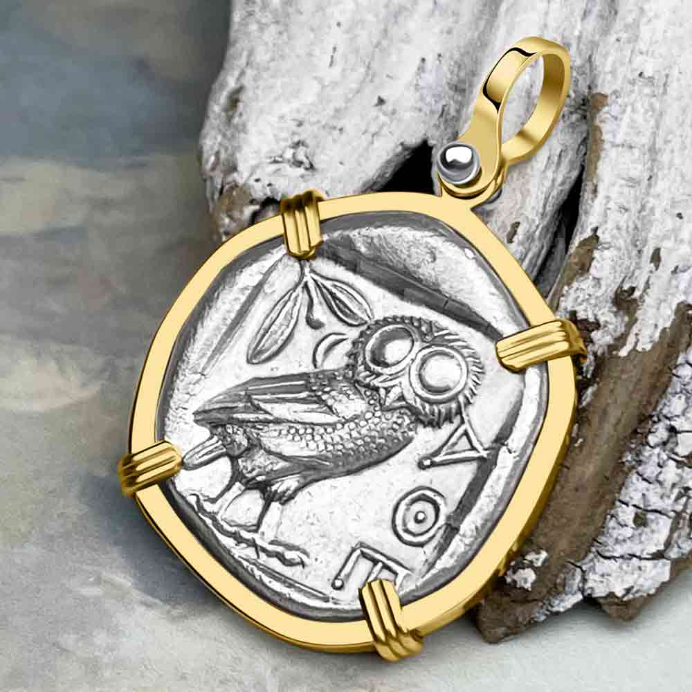 Greek Athena Owl Coin Necklace
