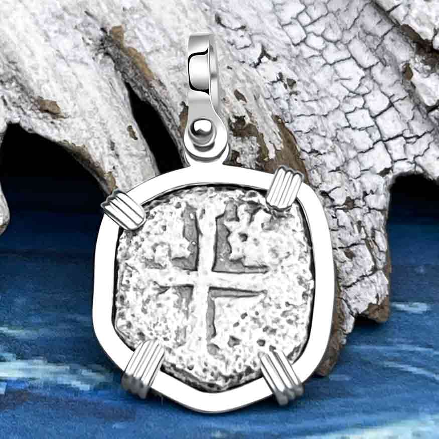 1715 Fleet Shipwreck Spanish One Reale "Piece of 8" Sterling Silver Pendant