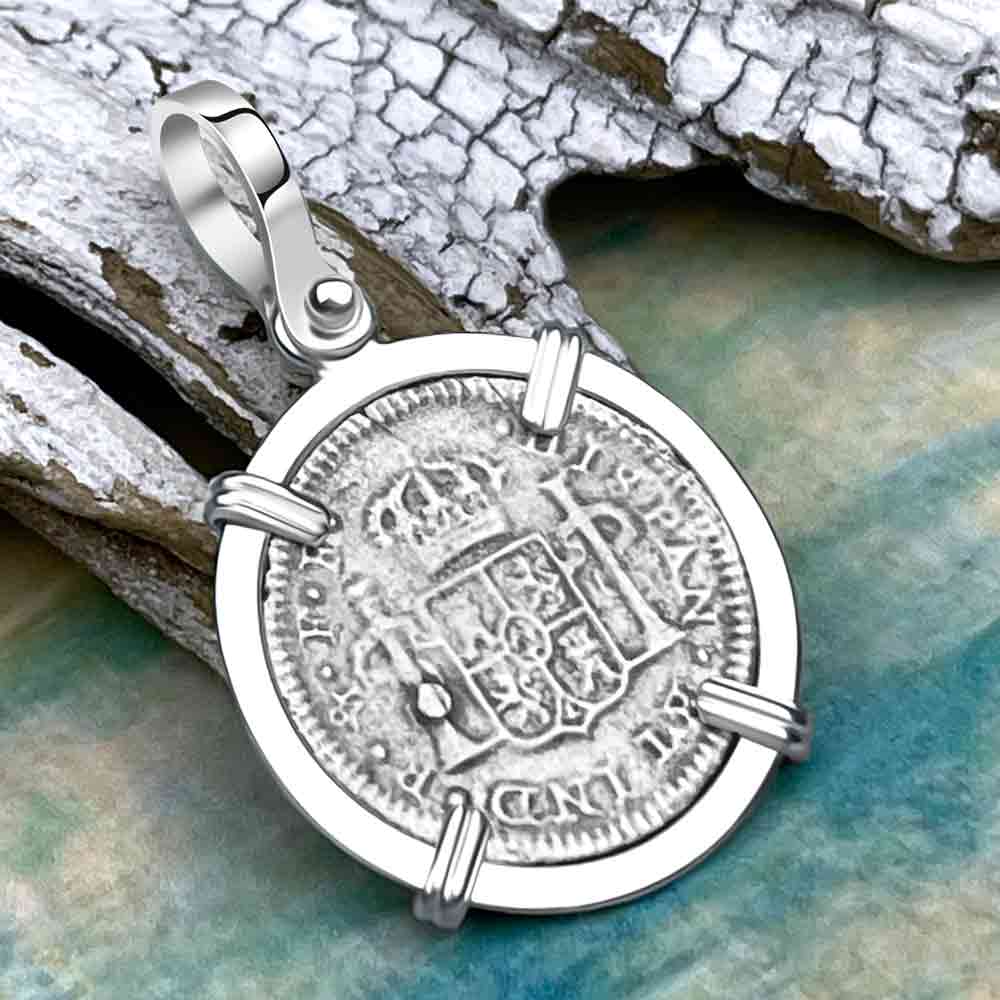 El Cazador Shipwreck 1783 1/2 Reale Sterling Silver Treasure Coin Pendant