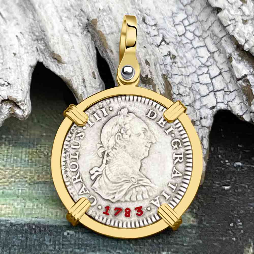 Stunning El Cazador Shipwreck 1783 1 Reale 14K Gold Treasure Coin Pendant
