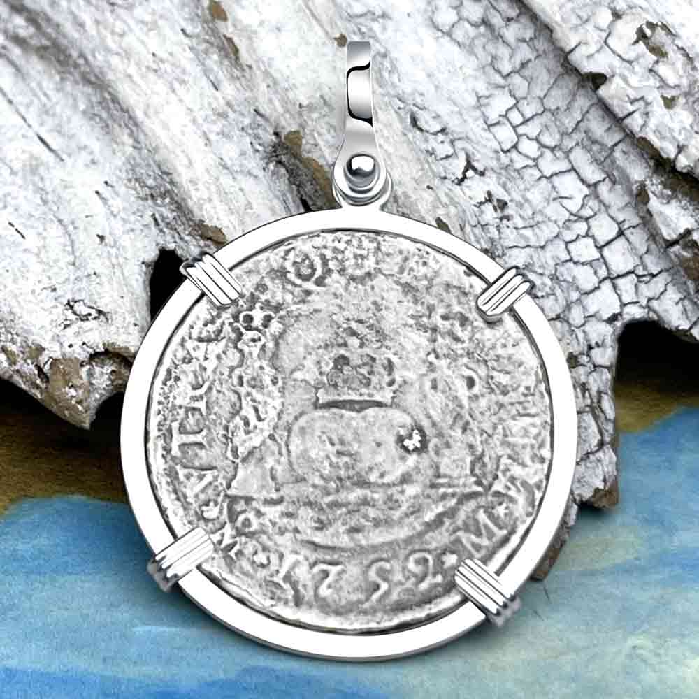 El Cazador Shipwreck Rare 1752 Pillar Dollar 2 Reale Sterling Silver Treasure Coin Pendant