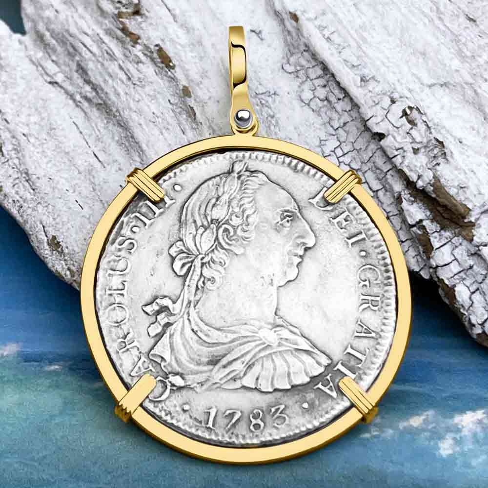 El Cazador Shipwreck 1783 8 Reale &quot;Piece of 8&quot; 14K Gold Treasure Coin Pendant