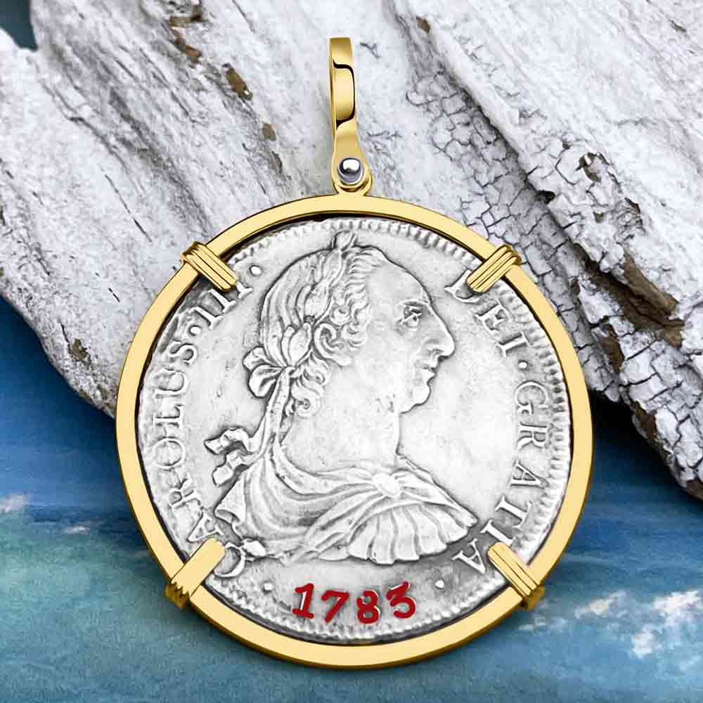 El Cazador Shipwreck 1783 8 Reale "Piece of 8" 14K Gold Treasure Coin Pendant