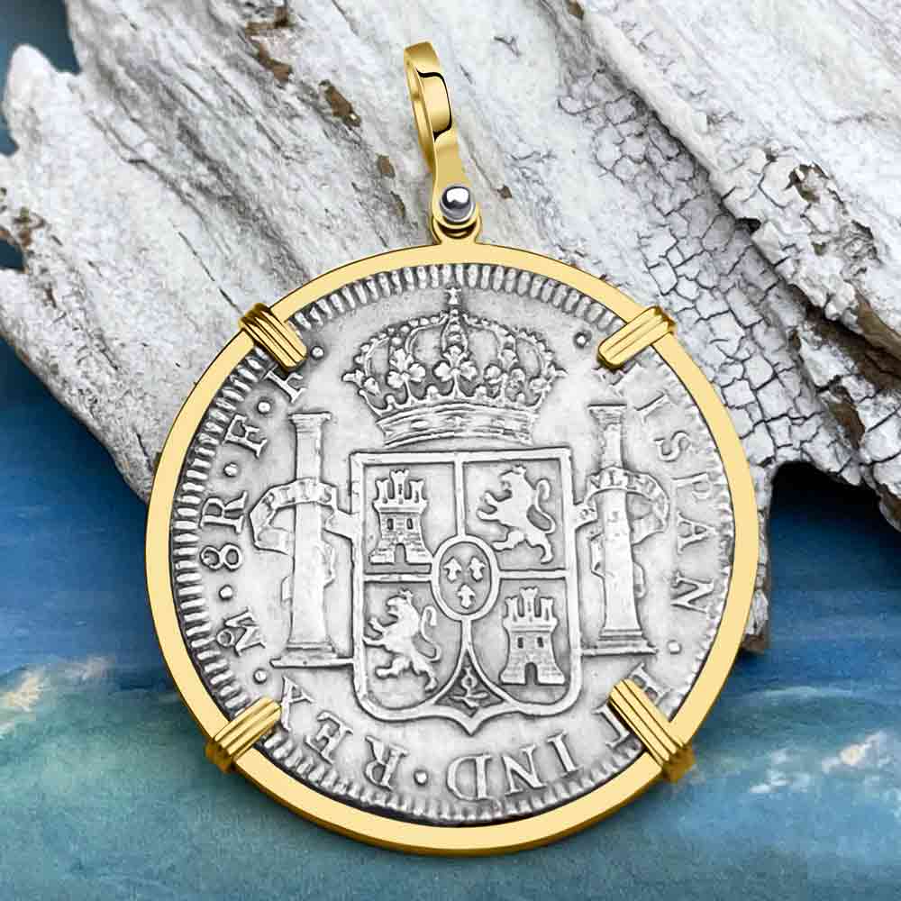 El Cazador Shipwreck 1783 8 Reale &quot;Piece of 8&quot; 14K Gold Treasure Coin Pendant