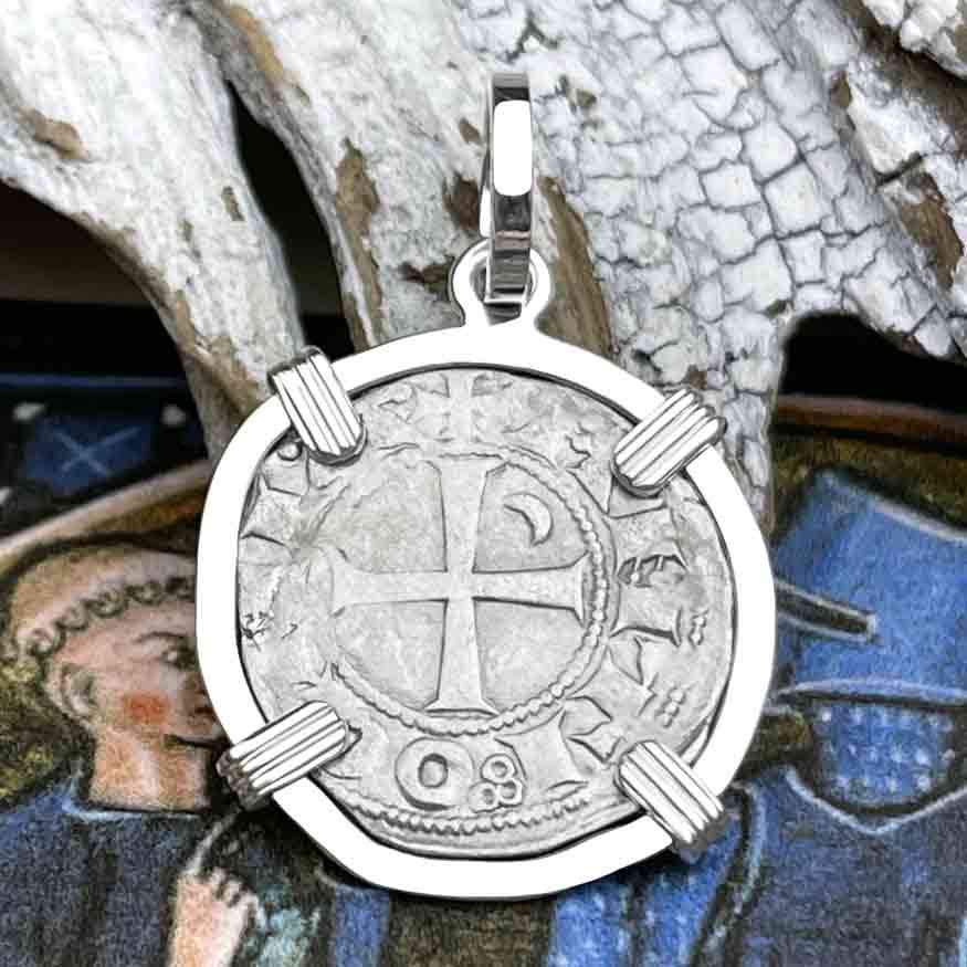 Templar Knights Era Antioch Crusader Medieval Silver Denier "Helmet Head" Coin of the Crusades Sterling Silver Pendant