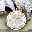 VOC - Dutch East India Company 1731 Silver 2 Stuiver Lion Coin 14K Gold and Sterling Silver Pendant