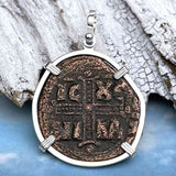 Byzantine Bronze Follis Coin - May Jesus Christ Conquer in a Sterling Silver Pendant