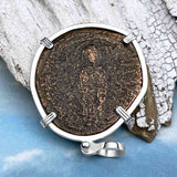 Byzantine Bronze Follis Coin - May Jesus Christ Conquer in a Sterling Silver Pendant