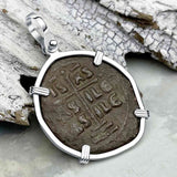 Byzantine Bronze Follis Coin - Jesus Christ, King of Kings in a Sterling Silver Pendant