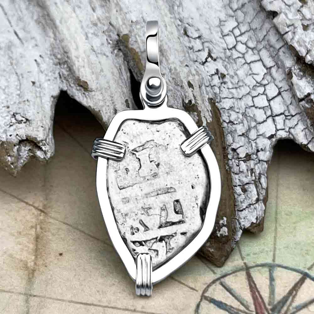 Pirate Era Dated 1772 Spanish 1 Reale &quot;Piece of Eight&quot; Sterling Silver Pendant