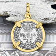 British Royal Maundy Silver 1852 Queen Victoria Fourpence 14K Gold Pendant