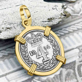 British Royal Maundy Silver 1852 Queen Victoria Fourpence 14K Gold Pendant