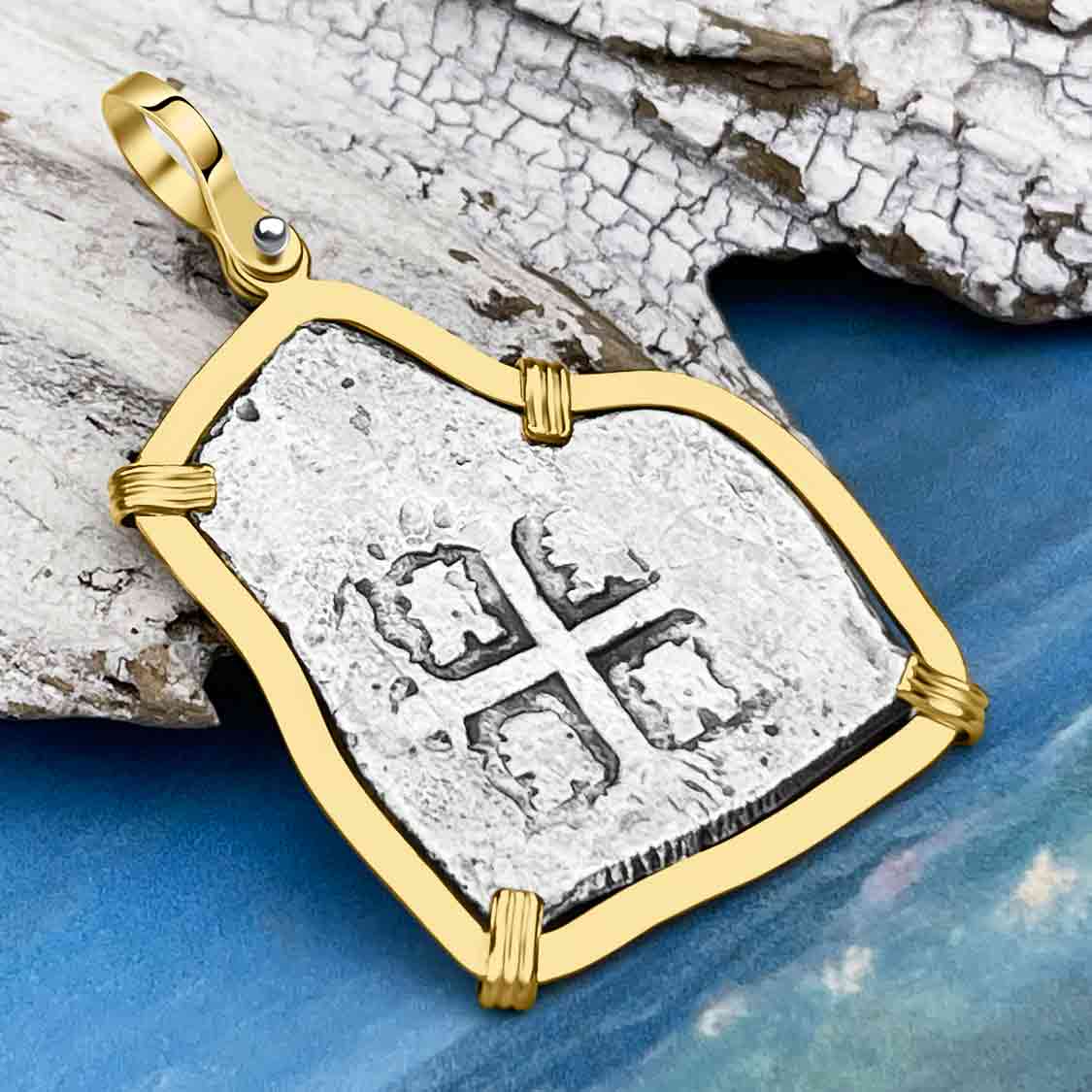 Rooswijk Dutch East India Company Shipwreck 4 Reale Piece of Eight in 14K Gold Pendant