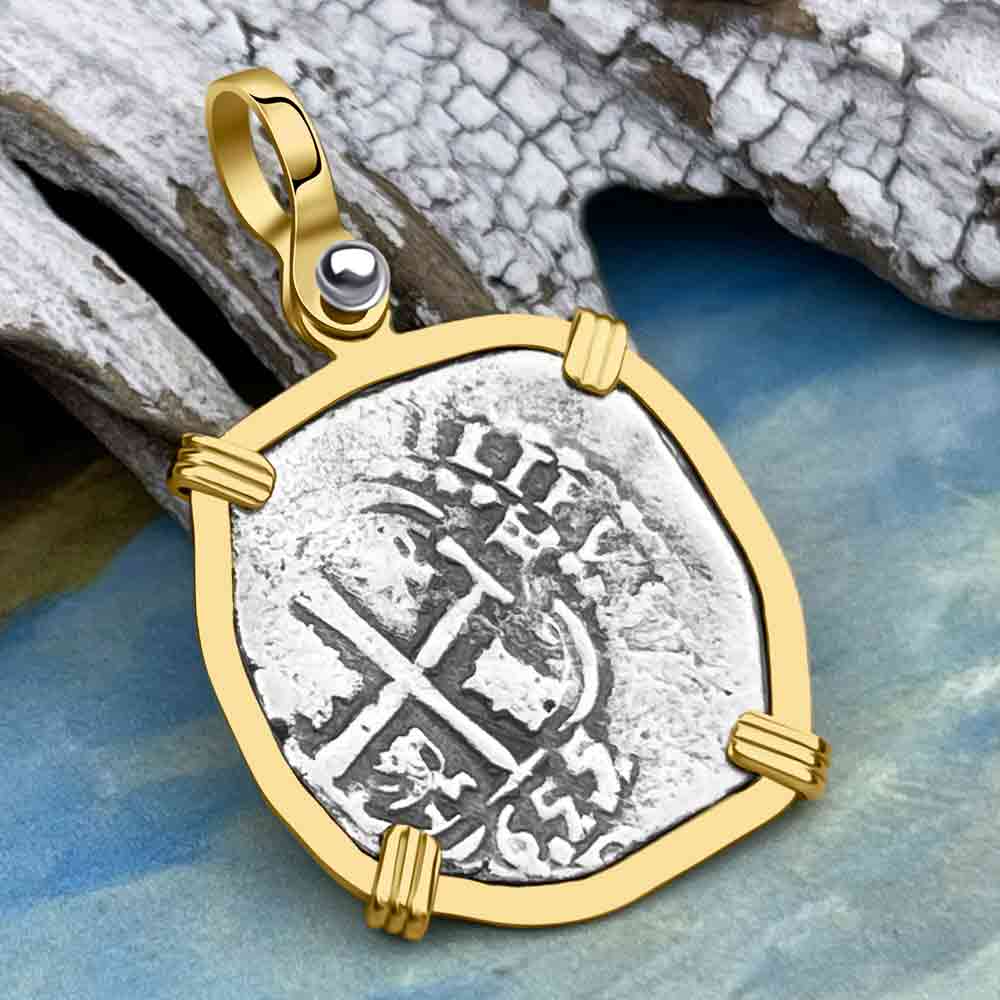 Dated 1655 Consolacion Shipwreck Pirate 1 Reale Cob 14K Gold Pendant