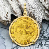 Rarer Pirate Era Circa 1568 22K Gold 2 Escudo - the Legendary Doubloon - 18K Gold Pendant