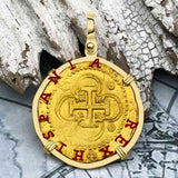 Rarer Pirate Era Circa 1568 22K Gold 2 Escudo - the Legendary Doubloon - 18K Gold Pendant