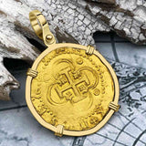 Rarer Pirate Era Circa 1568 22K Gold 2 Escudo - the Legendary Doubloon - 18K Gold Pendant