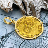 Rarer Pirate Era Circa 1568 22K Gold 2 Escudo - the Legendary Doubloon - 18K Gold Pendant