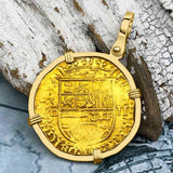 Rarer Pirate Era Circa 1568 22K Gold 2 Escudo - the Legendary Doubloon - 18K Gold Pendant