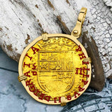 Rarer Pirate Era Circa 1568 22K Gold 2 Escudo - the Legendary Doubloon - 18K Gold Pendant