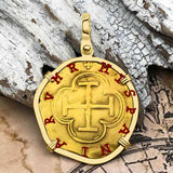 Rare Pirate Era Toledo Mint Circa 1565 22K Gold Two Escudo - the Legendary Doubloon - 18K Gold Pendant