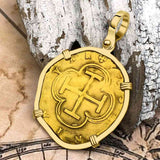 Rare Pirate Era Toledo Mint Circa 1565 22K Gold Two Escudo - the Legendary Doubloon - 18K Gold Pendant