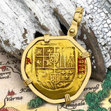 RARE Dated 1632 Pirate Era 22K Gold Four Escudo - the Legendary Doubloon - 18K Gold Pendant