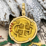RARE Dated 1632 Pirate Era 22K Gold Four Escudo - the Legendary Doubloon - 18K Gold Pendant