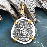Atocha Era Land Find Spanish 1 Reale Piece of Eight 14K Gold and Sterling Silver Pendant 