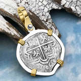 Atocha Era Land Find Spanish 1 Reale Piece of Eight 14K Gold and Sterling Silver Pendant 