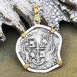 Atocha Era Land Find Spanish 1 Reale Piece of Eight 14K Gold and Sterling Silver Pendant 