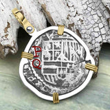 Atocha Era Land Find Spanish 2 Reale Piece of Eight 14K Gold and Sterling Silver Pendant