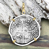 Atocha Era Land Find Spanish 4 Reale Piece of Eight 14K Gold and Sterling Silver Pendant | Artifact #7010