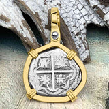 Atocha Era Land Find Spanish 1 Reale Piece of Eight 14K Gold Pendant 