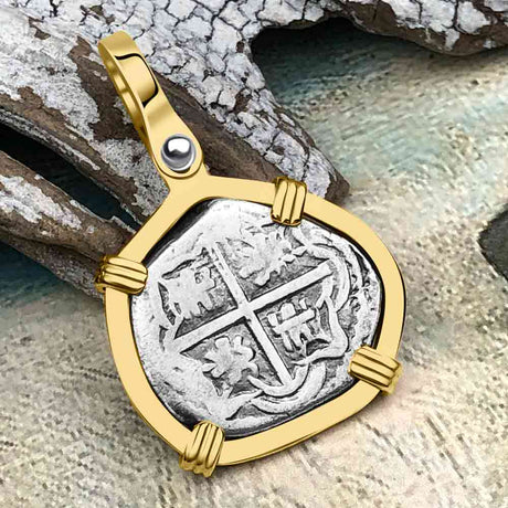 Atocha Era Land Find Spanish 1 Reale Piece of Eight 14K Gold Pendant 