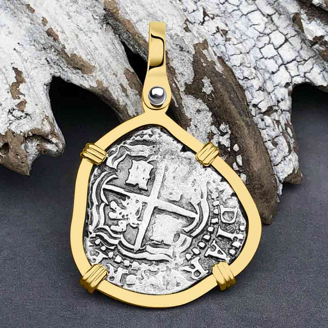 Atocha Era Land Find Spanish 1 Reale Piece of Eight 14K Gold Pendant 