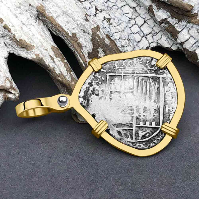 Atocha Era Land Find Spanish 1 Reale Piece of Eight 14K Gold Pendant 