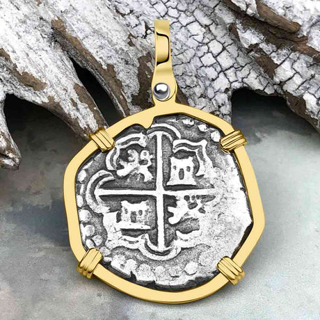 Atocha Era Land Finder Spanish 2 Reale Piece of Eight 14K Gold Pendant 