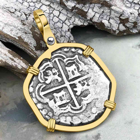 Atocha Era Land Finder Spanish 2 Reale Piece of Eight 14K Gold Pendant 