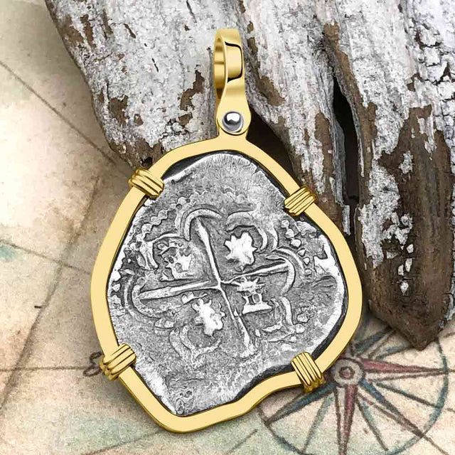 Atocha Era Land Find Spanish 2 Reale Piece of Eight 14K Gold Pendant