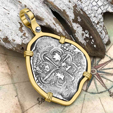 Atocha Era Land Find Spanish 2 Reale Piece of Eight 14K Gold Pendant