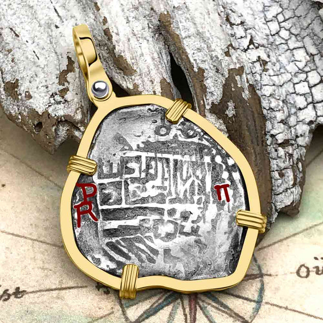 Atocha Era Land Find Spanish 2 Reale Piece of Eight 14K Gold Pendant