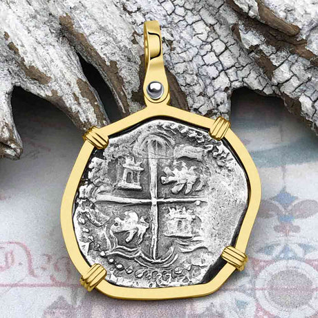 Atocha Era Land Find Spanish 2 Reale Piece of Eight 14K Gold Pendant