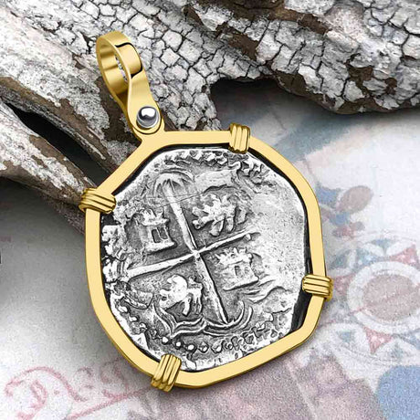 Atocha Era Land Find Spanish 2 Reale Piece of Eight 14K Gold Pendant