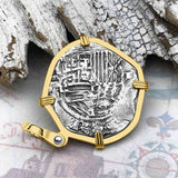 Atocha Era Land Find Spanish 2 Reale Piece of Eight 14K Gold Pendant