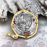 Atocha Era Land Find Spanish 2 Reale Piece of Eight 14K Gold Pendant
