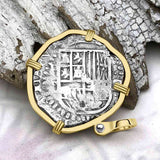 RARE DATED Atocha Era Land Find Spanish 2 Reale Piece of Eight 14K Gold Pendant