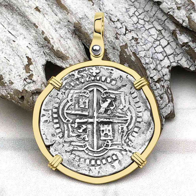 Atocha Era Land Find Spanish 2 Reale Piece of Eight 14K Gold Pendant